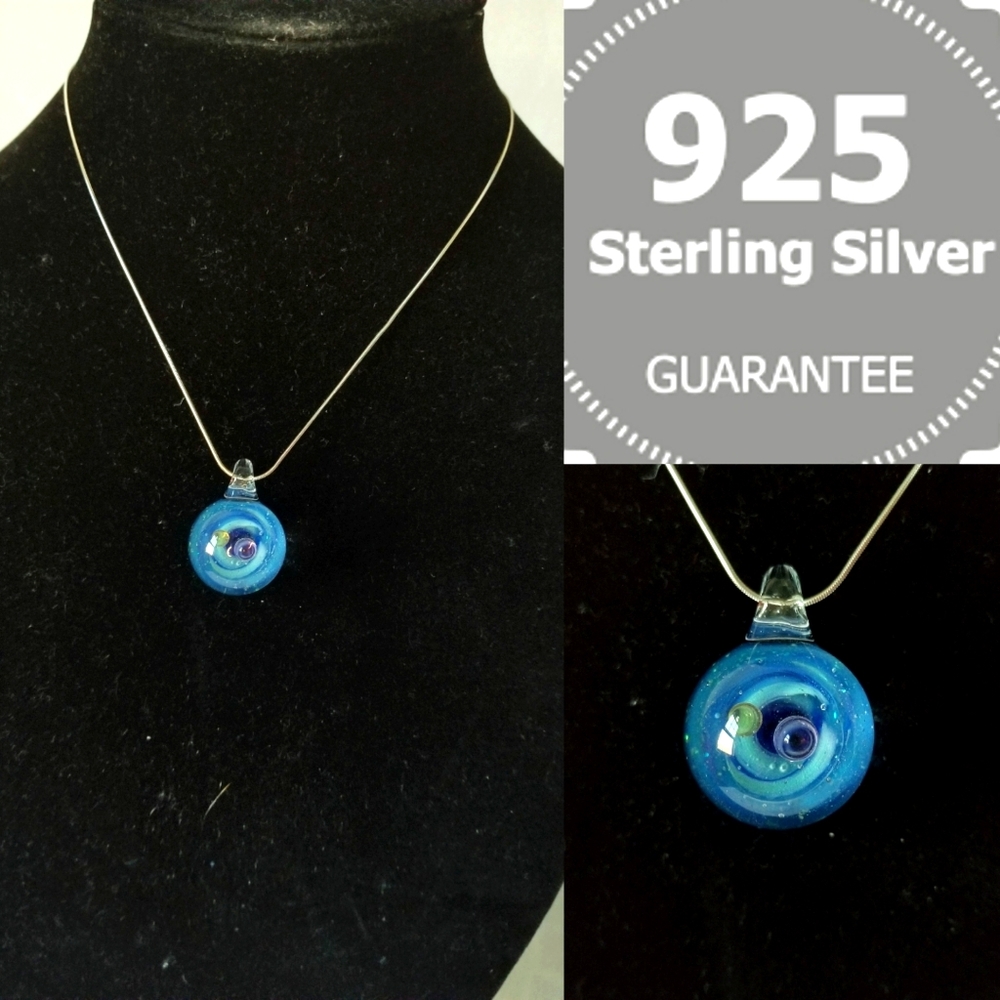 Universe glass charm with SS chain